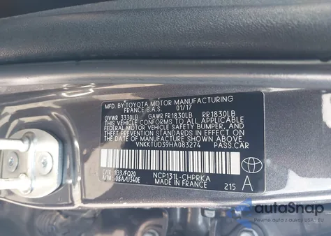 2017 Toyota Yaris L z USA, uszkodzony, nr VIN VNKKTUD39HA083274